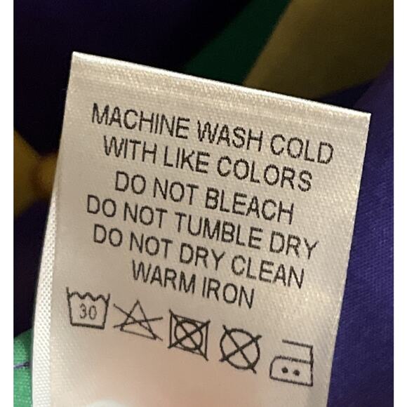 Mardi Gras Print Casual Button Down Short Sleeve Shirt New Orleans Small W/Beads - Picture 14 of 15